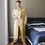 Conjunto de pijama y bata de seda larga para hombre Conjunto de pijama de bata de seda de longitud completa para hombre