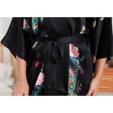 Mulberry Silk Kimono Robes Elegant 100% Luxury Women's Handpainted Flower Silk Robe - slipintosoft