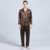 Silk Pajamas for Men 22 Momme Long Sleeve Trim 100% Real Silk Pajamas Set - slipintosoft