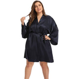 Batas de seda de talla grande para mujer con cinturón 100% bata tipo kimono de seda corta auténtica Albornoces de seda de morera