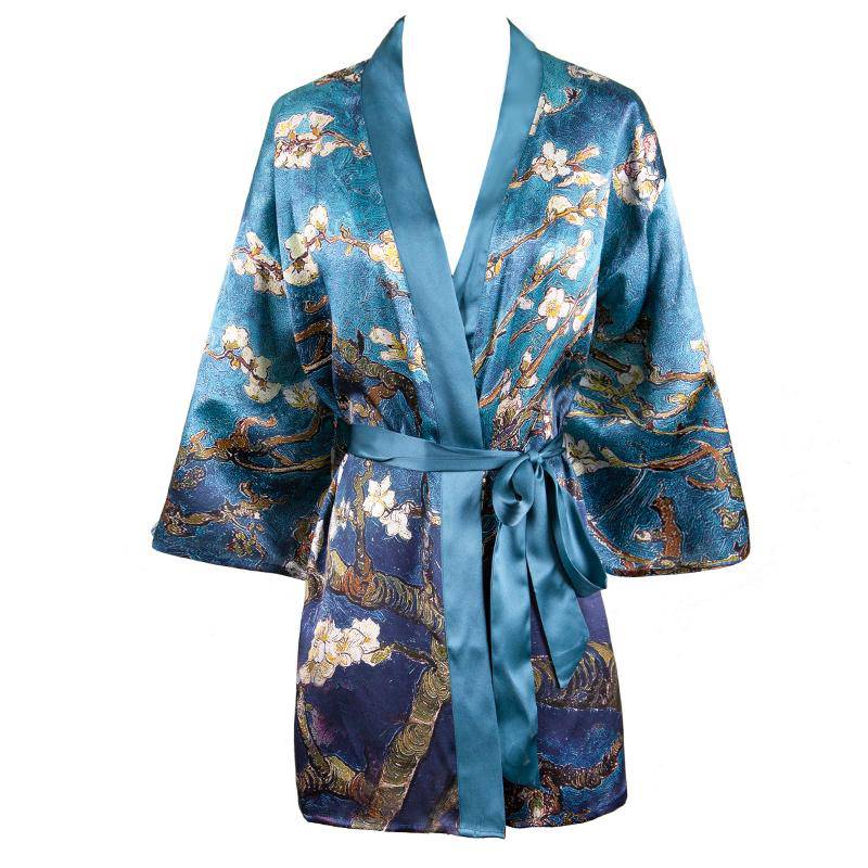 Bridal Short 100% Silk Kimono Robes Charming Customized Fancy Design Nightdress For Wedding And Party All Sizes 4 Colors -  slipintosoft