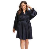 Batas de seda de talla grande para mujer con cinturón 100% bata tipo kimono de seda corta auténtica Albornoces de seda de morera