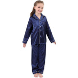 Conjunto de pijama de seda para niñas, pijama largo de seda, pijama de seda para niños, ropa de dormir de seda