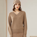 Women's 100% Superfine Cashmere V-Neck Sweater - slipintosoft
