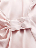 Women's Chic Wrap V-neck Long Sleeve Silk Blouse Pink Silk Shirt With Bell Sleeves - slipintosoft