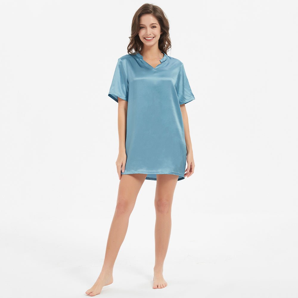 Women's Comfortable Silk Nightgown V Neck Fashion Silk Sleepwear - slipintosoft