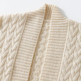 Women's Long-Sleeves 100% Cashmere Cable-Knit Cardigan - slipintosoft