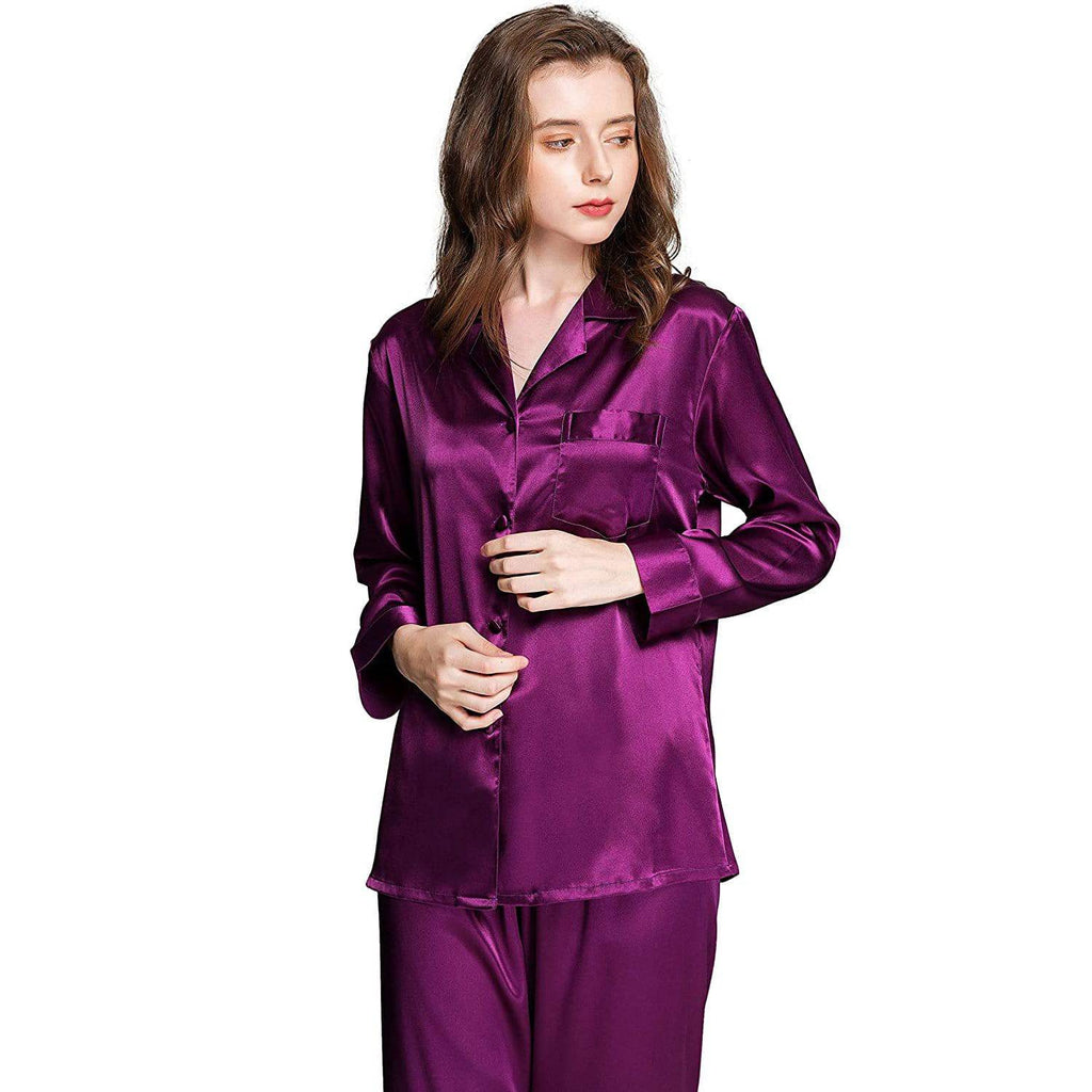 Hermano Superar embudo Conjunto de pijama de seda para mujer Pijama de manga larga con botone