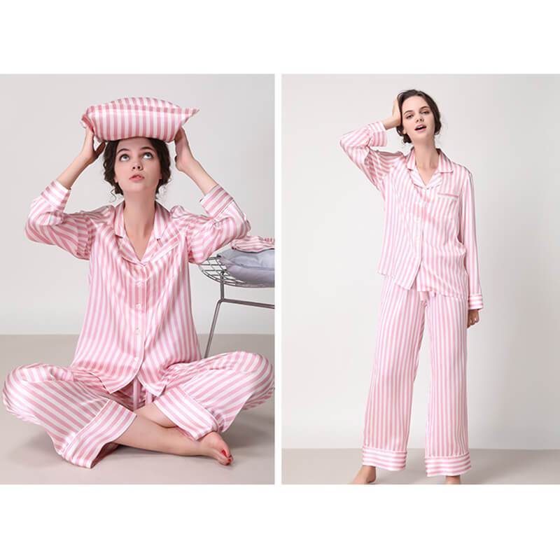 Conjuntos de pijama de las mujeres de seda a rayas de seda pijamas para las  mujeres conjuntos de dormir de seda para las mujeres paiamas para las