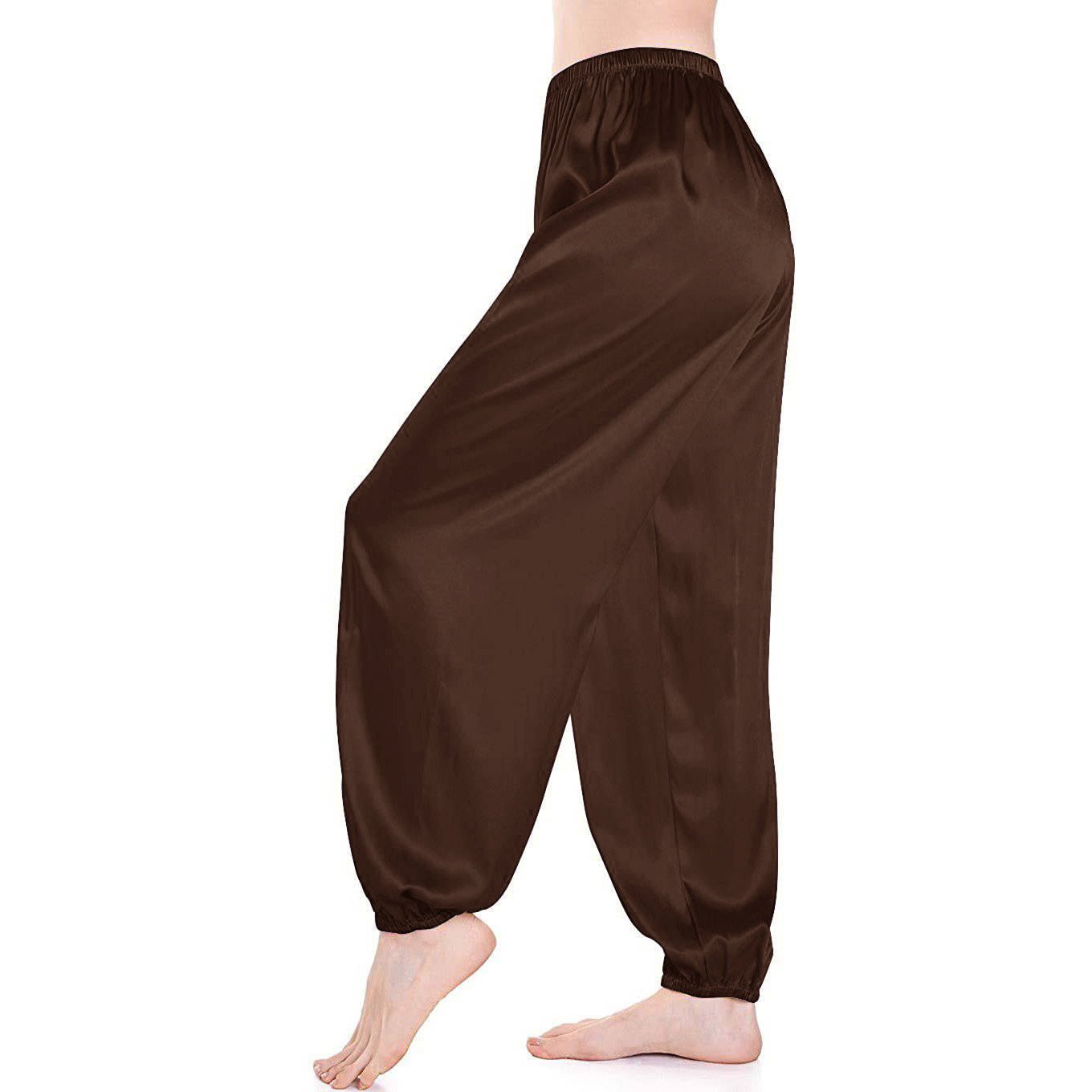 Womens Wide Leg Silk Pajama Pants Silk Loose Elastic Waist Stretch cuffs Lounge Pants - slipintosoft